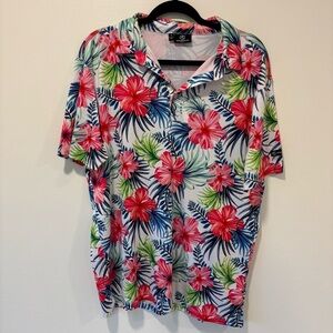 Greenside Golf Polo Aloha Performance Shirt Floral Athletic Vacation Tropical